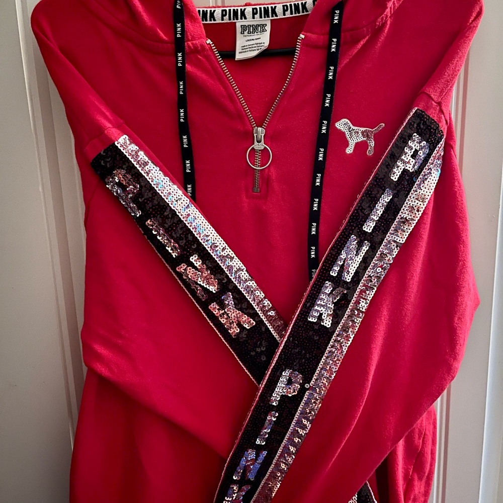 VS PINK SEQUIN BLING HOODIE SET